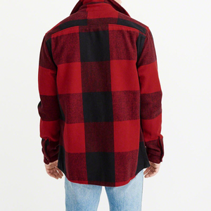 <span class=keywords><strong>Camisa</strong></span> holgada de manga larga para hombre, <span class=keywords><strong>Camisa</strong></span> de <span class=keywords><strong>franela</strong></span> roja a <span class=keywords><strong>cuadros</strong></span> con botones - Product Image 3