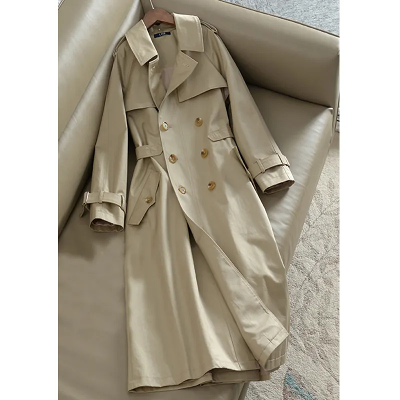 Das Mulheres novas Casual trench coat oversize plus size coats Double Breasted Outwear Vindima