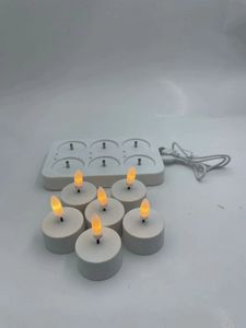 6 bougies chauffe-plat LED sans flamme avec stations de charge, charge USB - Product Image 5