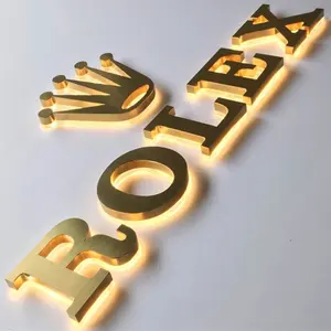 Letras conduzidas com logotipo grande do preço para a decoração loja sinal nome do negócio letras 3d sinal do negócio do metal sinal da letra do ouro