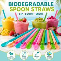 Cuillères et pailles biodégradables compostables en PLA, couleur personnalisée, lisses, écologiques, pour bar, fête, mariage et usage quotidien
