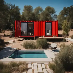 Low Cost Container House With Pool Container Prefab House 40FT Luxury Prefabricated Home Units For Sale LL