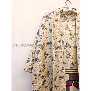 <b>Women</b> Custom Print Silk V-neck Elastic Waist Breathable Kimono Kaftan Cardigan Long Pajama Style Robe Summer Lightweight - Product Image 2