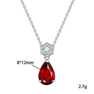 Collier Fleur en Cristal de Pierre Précieuse Naturelle Taillée Poire 8*12mm, Argent Sterling 925 Anti-ternissement, Bijoux de Haute Qualité en Gros - Product Image 6