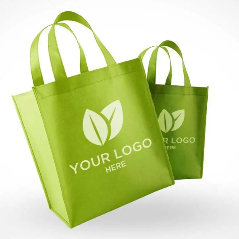 Fabrika satış kullanımlık yeşil olmayan dokuma kumaş çanta katlanabilir bakkal geniş alışveriş çantası alışveriş için