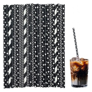 Black And White Paper <b>Straws</b> 25 Pack Disposable Party Decorative <b>Straws</b> <b>For</b> <b>Drinks</b> Desserts - Product Image 2