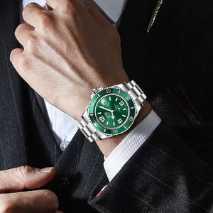 Relojes <span class=keywords><strong>de</strong></span> Lujo para <span class=keywords><strong>Hombre</strong></span> con Bisel Giratorio, Cristal <span class=keywords><strong>de</strong></span> Zafiro, Manecillas Luminosas, Cuarzo, Tono Plateado, Acero Inoxidable - Product Image 5