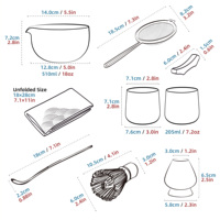 Kit de démarrage pour la cérémonie du thé japonaise, fouet en bambou, bol en céramique, 9 outils, écologique, durable, qualité alimentaire