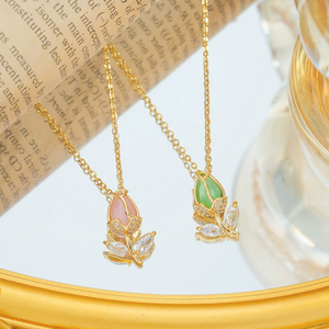 <span class=keywords><strong>Collana</strong></span> con Ciondolo a Tulipano in Rame Jeutelis per Donne, Charm <span class=keywords><strong>Personalizzabile</strong></span> a Forma di Fiore di Tulipano, Regalo Romantico - Product Image 3