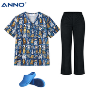 Tenue d'infirmière pour clinique vétérinaire, résistante au chlore, motifs animaux, ensemble 3 pièces avec chaussures TPE stérilisables à haute température