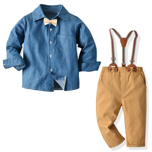 Conjuntos de Ropa Casual para Bebés, Camisas para Niños y Pantalones Cargo Color Caqui, Conjuntos de China - Product Image 1