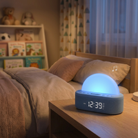 Machine à sonore innovante, lumière de réveil futuriste avec éclairage d'ambiance RVB supérieur, décoration minimaliste de chevet, unité d'horloge-réveil