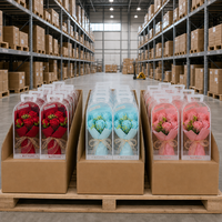 Boîte cadeau de roses artificielles en savon avec poignée en PVC, 5 roses pour la Saint-Valentin, la fête des mères, la fête des enseignants, décoration