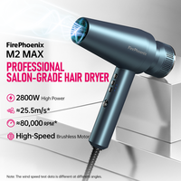 Sèche-cheveux professionnel FirePhoenix M2 MAX OEM 2800W 80000RPM Ionique 3 buses Nettoyage magnétique automatique 485g Faible bruit 127V-240V
