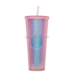 CJF Custom Reusable 700ml Double Wall Stainless Steel <b>Plastic</b> Bling Tumbler for Thermal Insulation 0-6 Hours for Both Hot Cold - Product Image 4