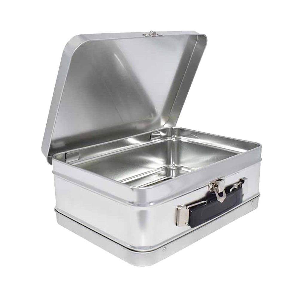 Недорогая Серебристая портативная металлическая коробка для ланча с ручкой
