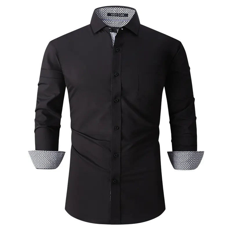 Camicia da uomo di alta qualità per la personalizzazione della camicia da uomo a maniche lunghe professionale con polsino francese camicia da uomo