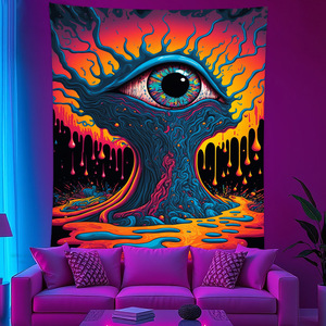 Tapisserie murale réactive aux <span class=keywords><strong>UV</strong></span> « Œil de Dieu » <span class=keywords><strong>psychédélique</strong></span> pour la sorcellerie, décoration murale hippie, art bohème, mandala esthétique pour chambre - Product Image 1