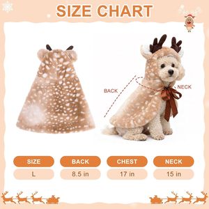 Costume de Noël pour chien renne en fausse fourrure, taille petite/moyenne, tenue de Noël mignonne pour animaux de compagnie avec bonnet de Père Noël pour chiens et chats - Product Image 6