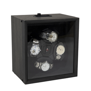 Boîte à remontoir automatique pour montres, 4 emplacements, en placage de bois de santal noir, entièrement intelligente, silencieuse et active - Product Image 4