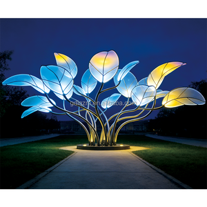 Gradient Leaf <strong>Cluster</strong> LED Sculpture <strong>Light</strong> (Stainless Steel + PC) IP65 Waterproof Landscape Garden Decor Lighting Remote Button - Product Image 1