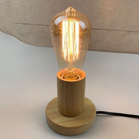 Base de lampe de table en bois massif minimaliste avec interrupteur à bouton, support de lampe vintage E27 pour éclairage DIY