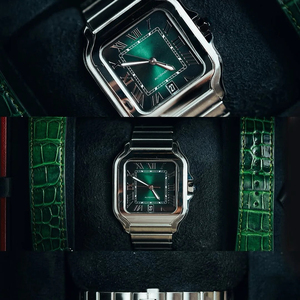 Montre automatique mécanique de luxe Green BV, carrée, en acier inoxydable, étanche, avec bracelet à dégagement rapide - Product Image 1
