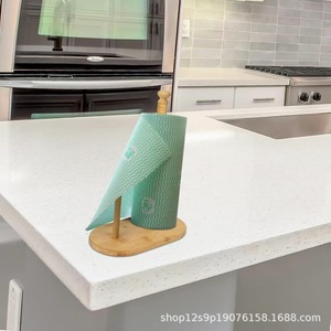 Wooden <b>Paper</b> Towel Holder <b>Kitchen</b> Countertop Roll Stand Natural Wood Color Eco Friendly Storage Organizer - Product Image 2