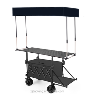 Customizable <b>Foldable</b> Cart with Wheels for Street Vendors High Loading Capacity Wagon <b>Trolley</b> Cart with Roof - Product Image 6