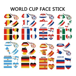 2022 Nieuwe Collectie Wk Fan Juichen Gezicht Tattoos Stickers Tijdelijke Vlag Ontwerp Tattoo Sticker Voor Wk 2022