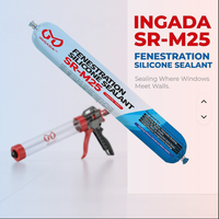 Sellador de Silicona para Ventanas INGADA SR-M25, Resistente al Moho, Curado Rápido, para Juntas de Ventanas y Puertas, Clase 25, Movimiento 300ml, CE
