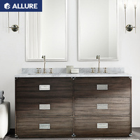 Meuble-lavabo de salle de bain en verre Allure en forme de L, liquidation chinoise, Roth
