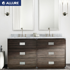 Allure Glass L-förmige Chinesische Liquidations-Badezimmer-Waschtischunterschränke im <span class=keywords><strong>Roth</strong></span>-Stil - Product Image 3