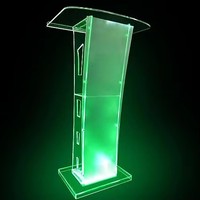 Pupitre de conférence en acrylique transparent sur pied avec étagère de rangement pour églises, conférences et discours publics – Podium moderne, vente en gros, personnalisable