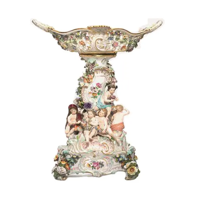 OEM personalizado cerâmica flor artesanato porcelana flor incrustado figurativo centrais e stands