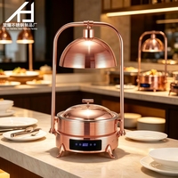 Chauffe-Plat Électrique de Luxe en Acier Inoxydable Or Rose 8L pour Buffet, Lampe Chauffante Infrarouge pour Traiteur