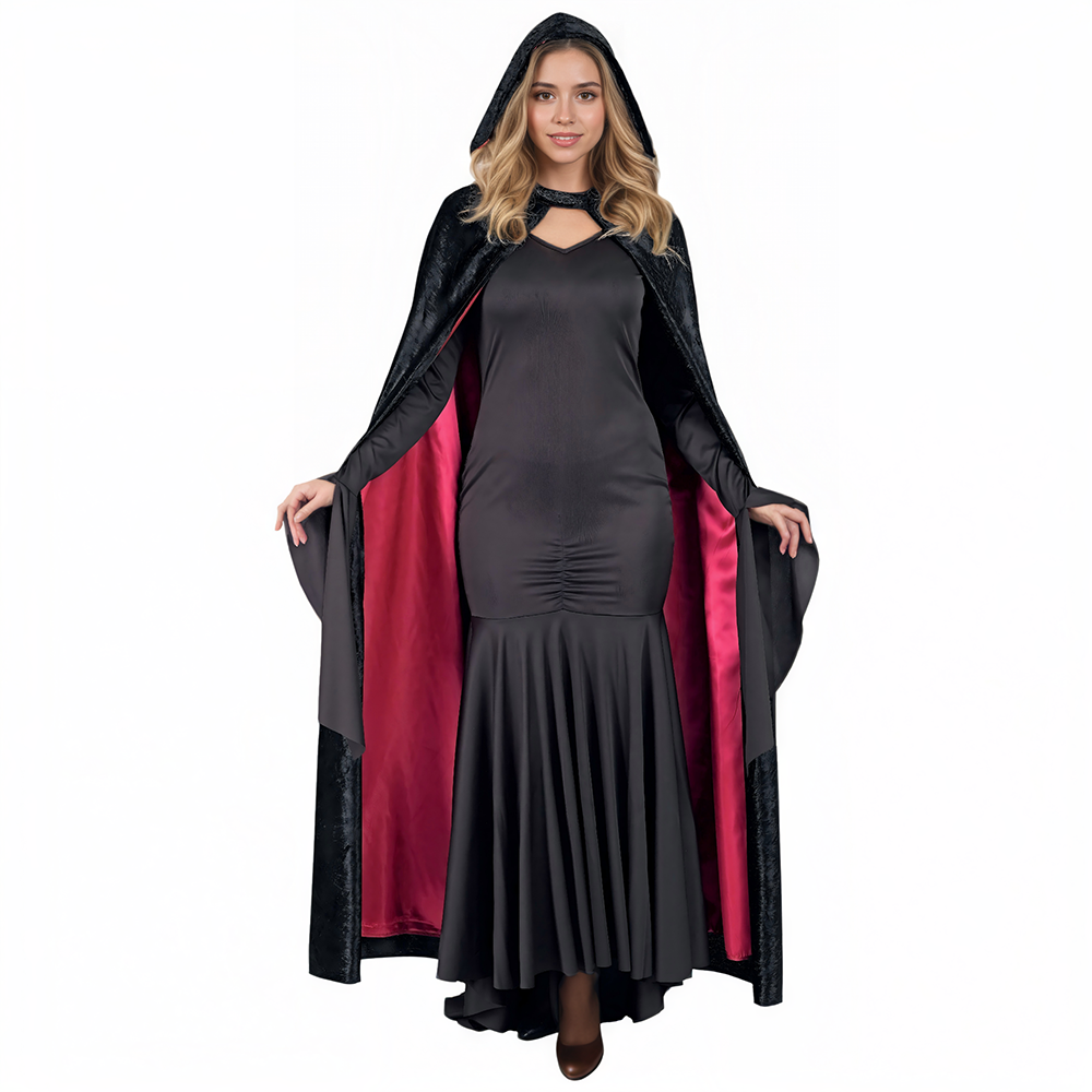 fitted lace wedding dress Amazon.com: VOSAREA 55inch Halloween Cloak Black Red Reversible Cape Party  Unisex Dress- up Costume Accessory Outfit for Adult Men Woman Masquerade  Performance : Clothing, Shoes & Jewelry main image 0