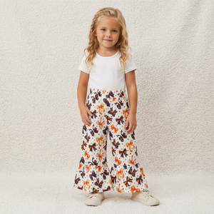 Pantalon large imprimé style chinois pour filles avec motif nœuds, respirant, en Spandex/Polyester, décontracté, longueur intégrale - Product Image 1