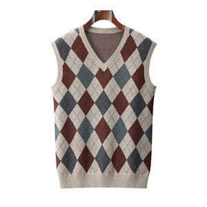 Casual Custom <strong>Argyll</strong> Men's Knitted <strong>Sweater</strong> <strong>Vest</strong> Wool Dark Blue Sleeveless Jacquard Knitted <strong>Sweater</strong> <strong>Vest</strong> for Men - Product Image 2
