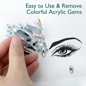 Nuovi Gioielli per il Viso 2023, Adesivi Temporanei per Tatuaggi, Decorazioni con Strass per Viso e Corpo, Arte Corporea per Festival e Feste di Compleanno - Product Image 4