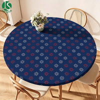 Nappe ajustée robuste en PEVA avec dos en flanelle, imprimé floral étoilé patriotique, pour la fête de l'Indépendance, durable pour l'extérieur