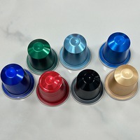 Kapsul Kopi Aluminium Foil Sekali Pakai Bentuk Espresso Kecil Custom Pabrik Cina dengan Tutup Film Tekan Panas