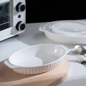 金百川厂家双手柄陶瓷烤碗托盘微波炉安全烤盘餐厅家用