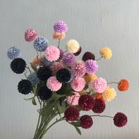 Buket Krisan Dandelion Kecil Gaya Instagram Segar, Set Bunga Artificial 5 Tangkai untuk Dekorasi Pernikahan Dalam/Luar Ruangan