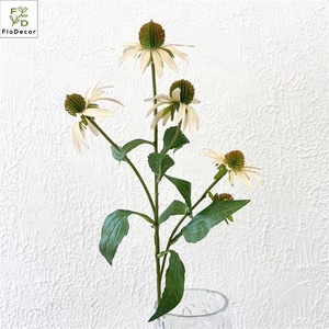 Yüksek kaliteli ipek yapay Echinacea Christmas flower 5 kafaları beyaz yeşil ev masa düğün dekorasyon için noel paskalya - Product Image 2