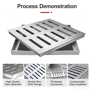 Grille de drainage en acier inoxydable avec cadre à fentes pour l'évacuation des eaux pluviales et des eaux usées - Product Image 5