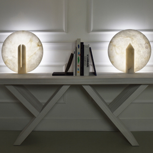 Natural Alabaster Table Lamp Minimalist Sculptural with Soft Glow Handcarved Geometric Desk lamp for Bedroom Living Room Hotel - Product Image 2