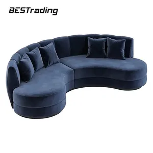 Oturma odası daire/kavisli koltuk takımları bükme tipi döşemelik kumaş modern yarım yuvarlak uzun daire çekyat