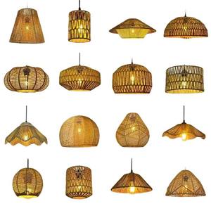 Lampadario Moderno in Rattan con Coprilampada per Hotel, Ristoranti, Caffè, Ville e Cottage - Product Image 3