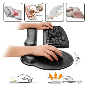 Repose-poignets en cuir PU solide avec mousse à mémoire de forme pour souris et clavier, base antidérapante en EVA, bords cousus - Product Image 2